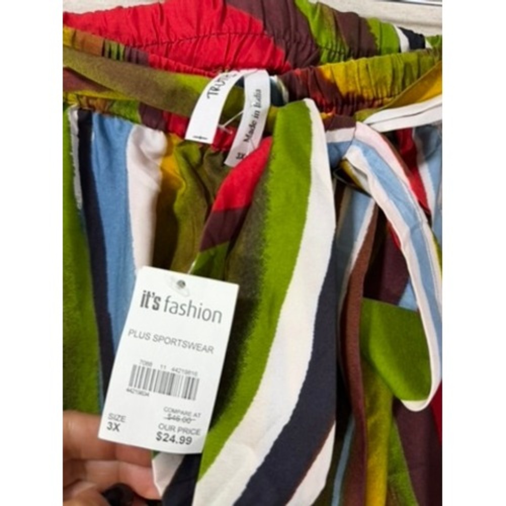 Truth Maxi Skirt Womens 3X Multicolor NWT Wavy Stripe Boho Elastic Waist‎ Belted - Picture 6 of 7